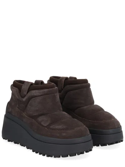 Ash Onyx Ankle Platform Slippers Pull Tab In Brown
