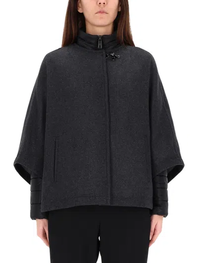 Fay Double-face Wool Cape In Gray