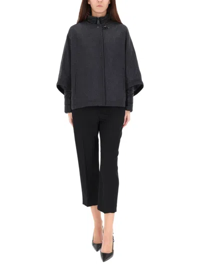 Fay Double-face Wool Cape In Gray