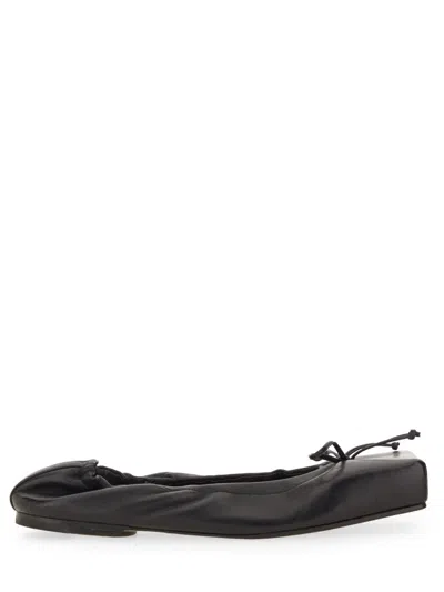 Jacquemus Black Square-toe Shoes With Gathered Upper In Black