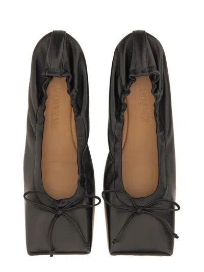 Jacquemus Black Square-toe Shoes With Gathered Upper In Black
