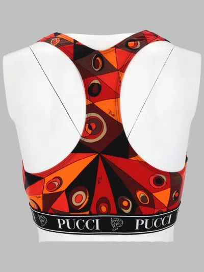 Pucci Emilio  Printed Elastane Bra Top In Orange