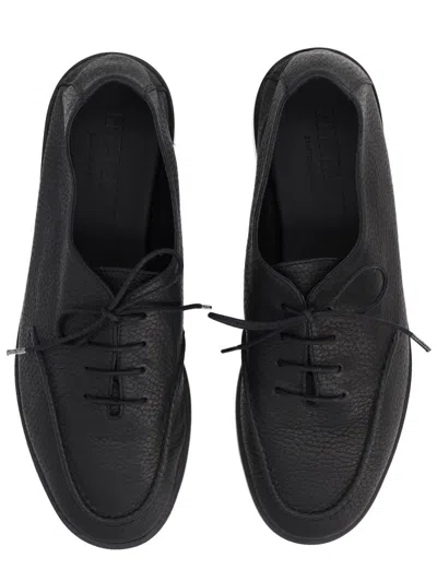 Hereu Black Leather Lace-ups In Black