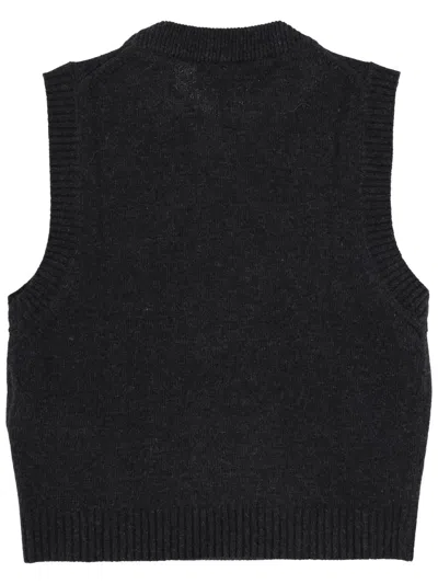 Ganni Wool Jersey Waistcoat In Black