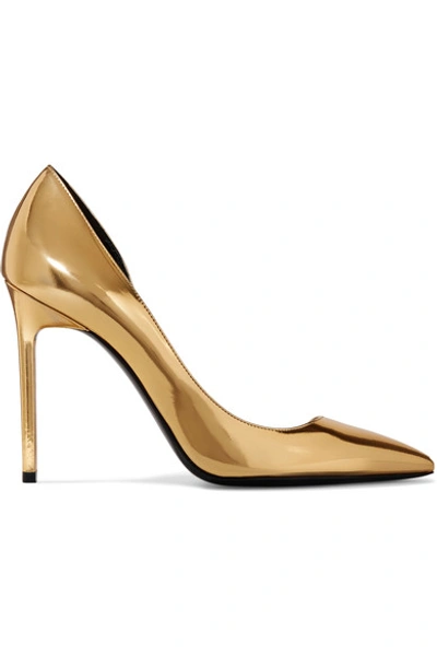 Saint Laurent Anya D'orsay Metallic Patent-leather Pumps In Gold