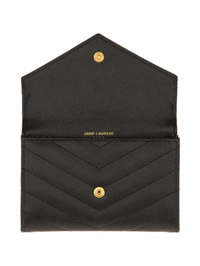 Saint Laurent Cassandre Envelope Wallet In Black