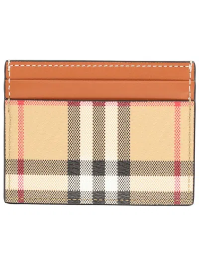 Burberry Mini Wallet Check Design In Beige