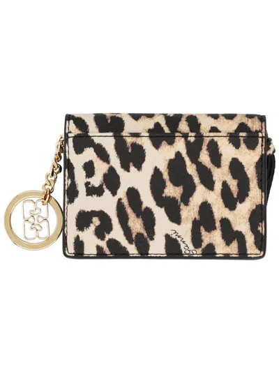 Ganni Logo-print Compact Card Case In Multicolor