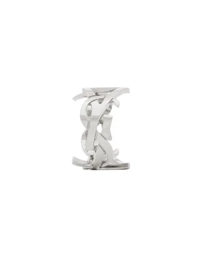Saint Laurent Twist Cassandre Ring In Silver