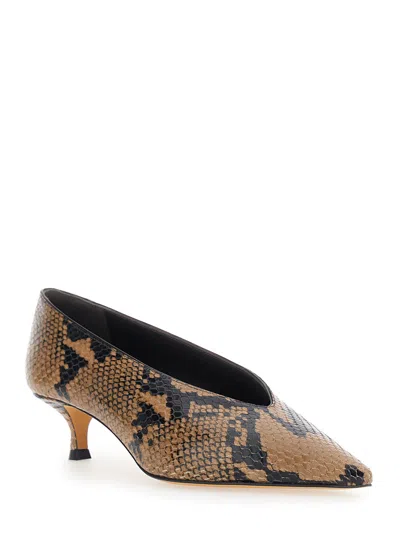 Le Monde Beryl Python-print Kitten Heel Pump