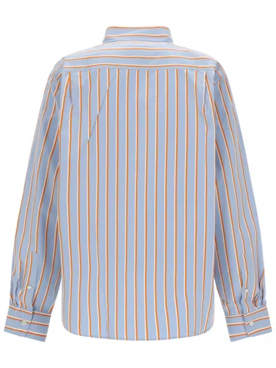 Dries Van Noten Striped Cotton Shirt In Blue