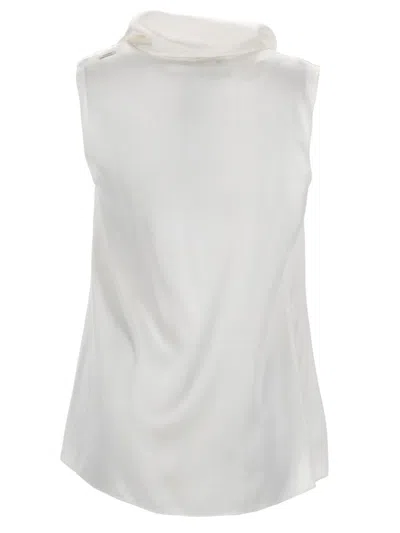 S Max Mara Silk Satin Blouse In White