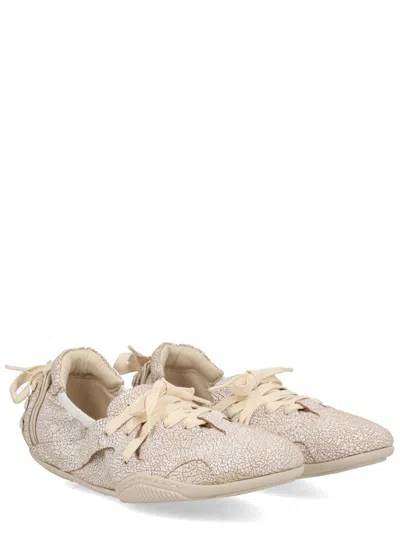 Acne Studios Ballerina Lace-up Sneaker With Premium Leather Uppers In Neutral