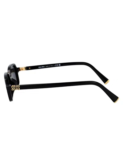 Miu Miu Sunglasses Rectangular Frame Dark Lenses Gold-tone In Black