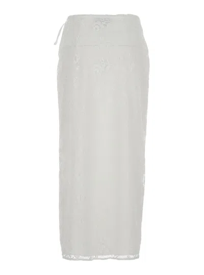 Msgm All-over Embroidered Skirt In White