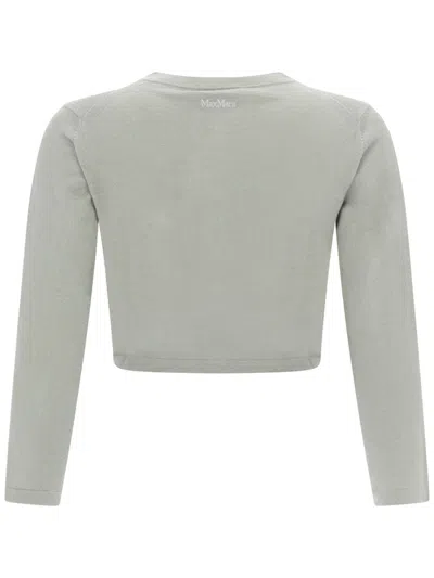 Max Mara Silk And Cashmere Crew Neck Cardigan In Gray