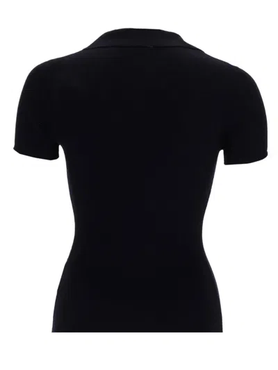 Max Mara Virgin Wool Collared Shirt In Blue