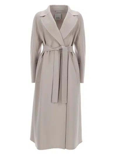 S Max Mara Esturia Coat Belted Waist Long Length In Neutral