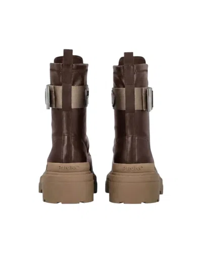 Pinko Platform Lug Sole Ankle Boot In Brown
