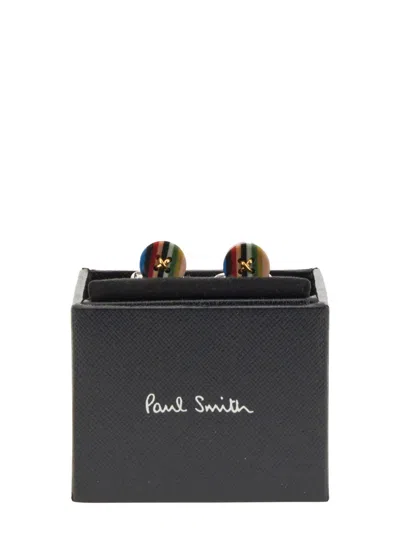 Paul Smith Button Stripe Multicolor Cufflinks In Multicolor