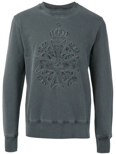 Shop Vivienne Westwood Man Logo Embroidered Sweatshirt - Grey