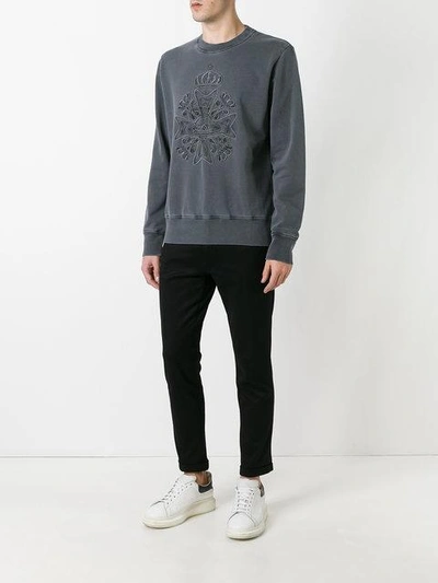 Shop Vivienne Westwood Man Logo Embroidered Sweatshirt - Grey