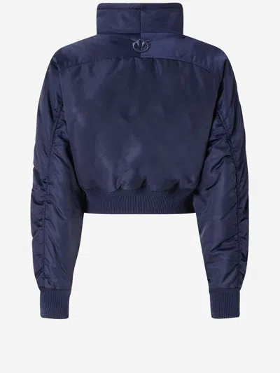 Pinko Padded Technical Nylon Down Jacket In Navy