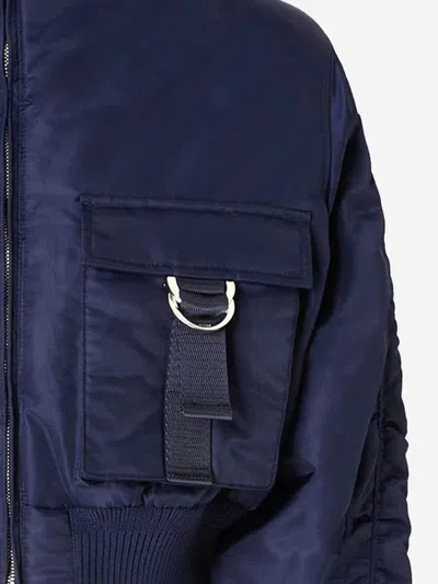 Pinko Padded Technical Nylon Down Jacket In Navy