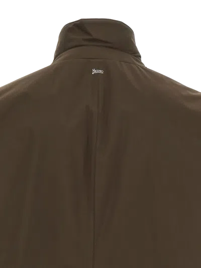 Herno Long-sleeve Button-front Casual Jacket In Brown