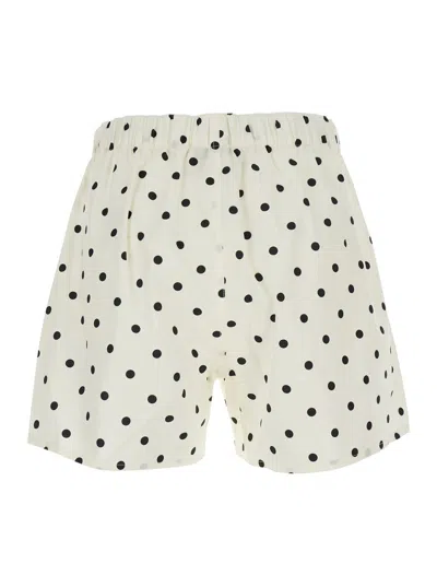 Msgm Polka Dot Cotton Shorts In White