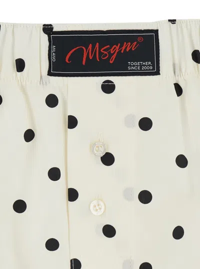 Msgm Polka Dot Cotton Shorts In White