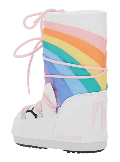 Moon Boot Rainbow Motif Snow Boot In White