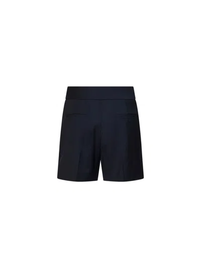Max Mara Navy Blue Lightweight Wool Canvas Mxmsalute Shorts In Blue