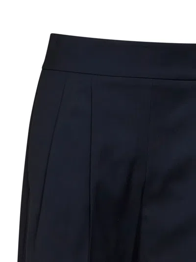 Max Mara Navy Blue Lightweight Wool Canvas Mxmsalute Shorts In Blue