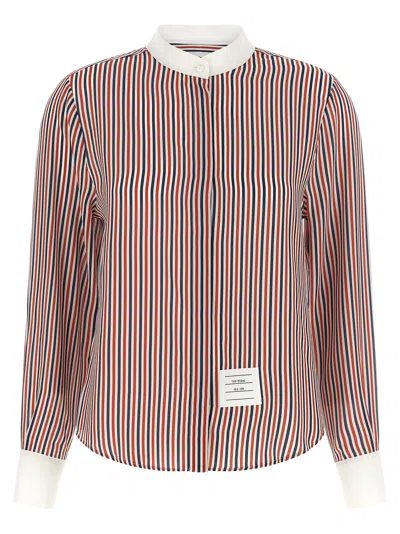 Thom Browne Rwb-striped Silk Blouse In Multi