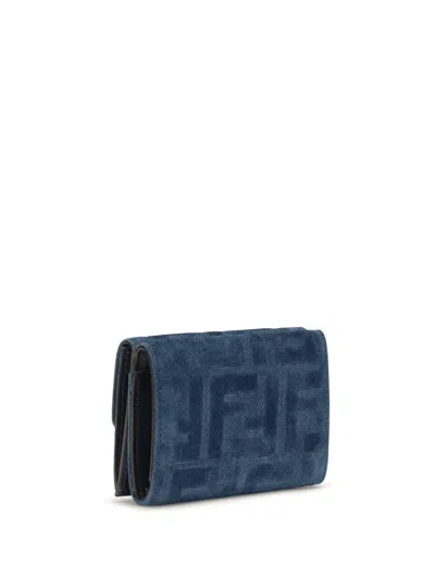 Fendi Ff Monogram Jacquard Wallet In Blue