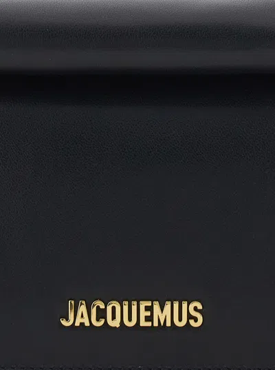 Jacquemus Rectangular Lamb Leather Clutch With Rolled Handle In Black
