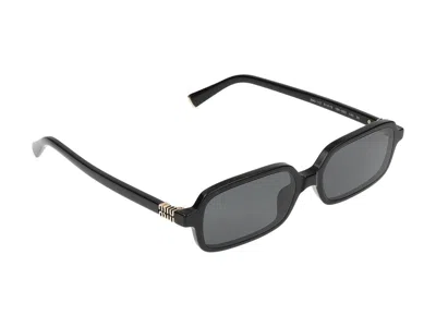 Miu Miu 0mu Rectangular Acetate Sunglasses In Black