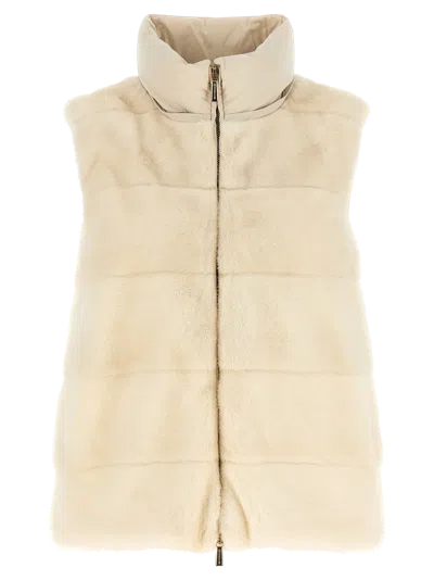Moorer Wool-shearling 2-in-1 Down Jacket In White