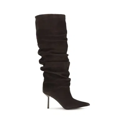 Le Silla Mid-calf Slouchy Boots With Pointed Toe And Stiletto Heel In Brown