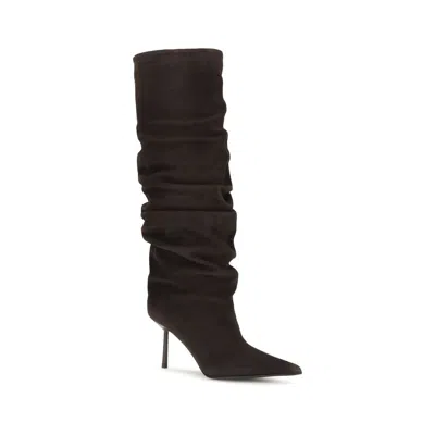 Le Silla Mid-calf Slouchy Boots With Pointed Toe And Stiletto Heel In Brown