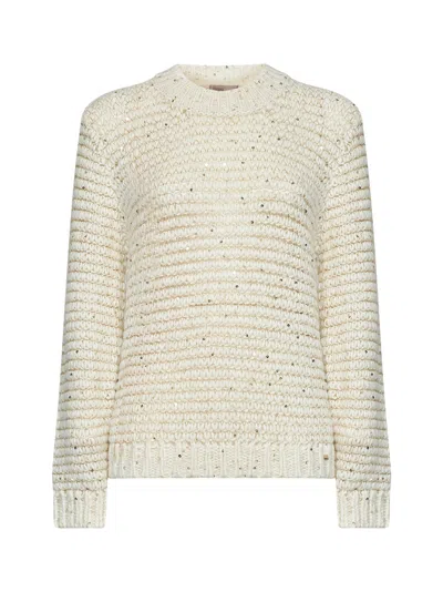 Herno Sequin-embroidered Alpaca-blend Corn-stitch Sweater In Neutral