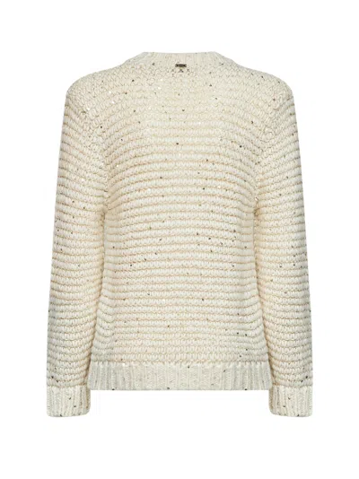 Herno Sequin-embroidered Alpaca-blend Corn-stitch Sweater In Neutral