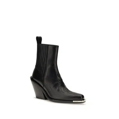 Rabanne Pointed-toe Leather Cowboy Ankle Boot In Multi