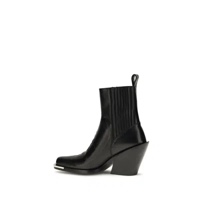Rabanne Pointed-toe Leather Cowboy Ankle Boot In Multi