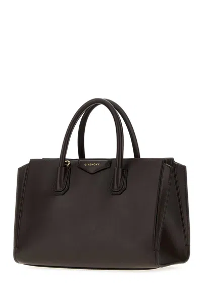 Givenchy Structured Calf Leather Shoulder Bag In Brown