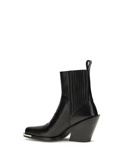 Rabanne Pointed-toe Leather Cowboy Ankle Boot In Black