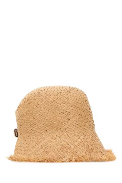 Prada Cappelli Raffia Baseball Cap In Beige