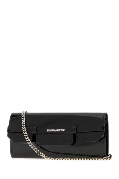Dsquared2 Leather Chain-strap Clutch In Black