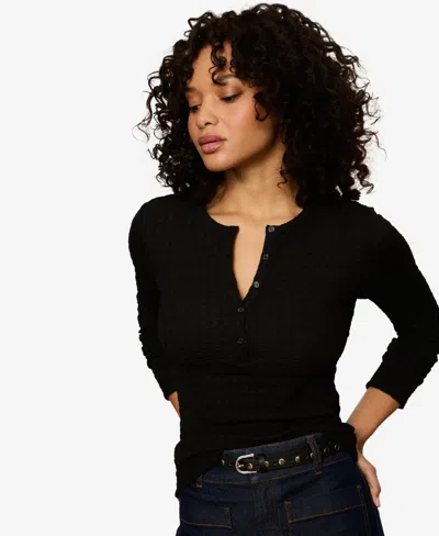 Sanctuary Not So Basic Texture Henley Top In Red